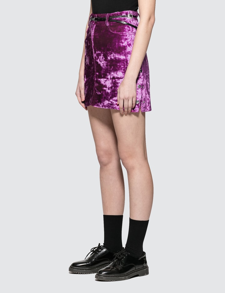 Fuchsia Velour Button Up Skirt Placeholder Image