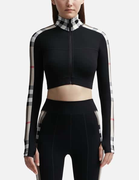 Burberry Check Panel Stretch Jersey Cropped Top
