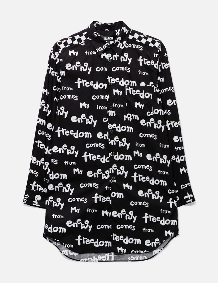 COMME DES GARCONS MY ENERGY COMES FROM FREEDOM BLACK SHIRT Placeholder Image