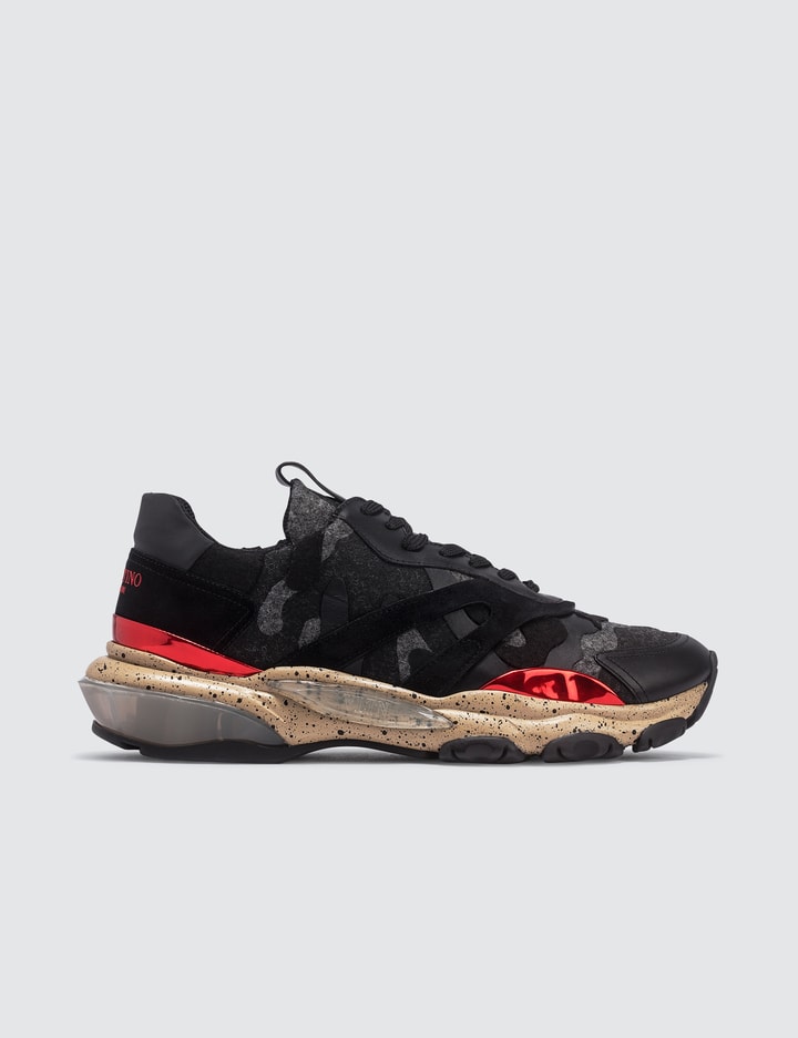 Valentino Garavani Bounce Camouflage Fabric and Metallic Leather Sneaker Placeholder Image