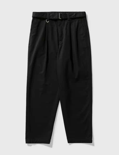 SOPHNET. WIDE BELTED BAGGY TUCK TAPERED PANTS