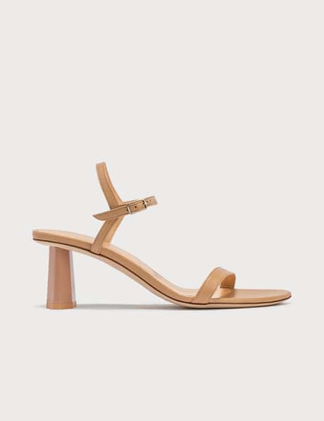 BY FAR Magnolia Nude Ostrich Embossed Leather Sandals
