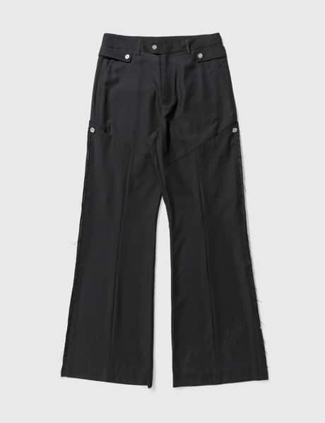 C2H4 PANELLED WIDE LEG TAILORED TROUSERS