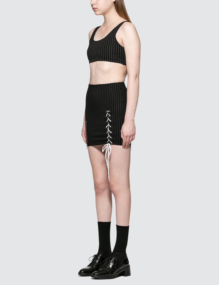 Pinstripe Lace Up Zip Skirt Placeholder Image
