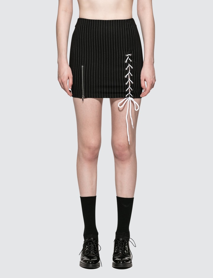Pinstripe Lace Up Zip Skirt Placeholder Image