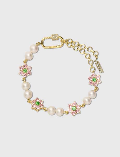 VEERT MACRO Green & Pink Flower Freshwater Pearl Bracelet