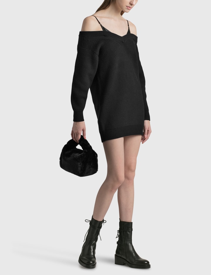 V-NECK SWEATER DRESS IN RIBBED COTTON Placeholder Image