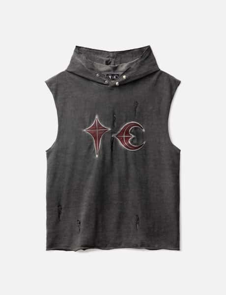 THUG CLUB Leather Logo Patch Hooded Tank