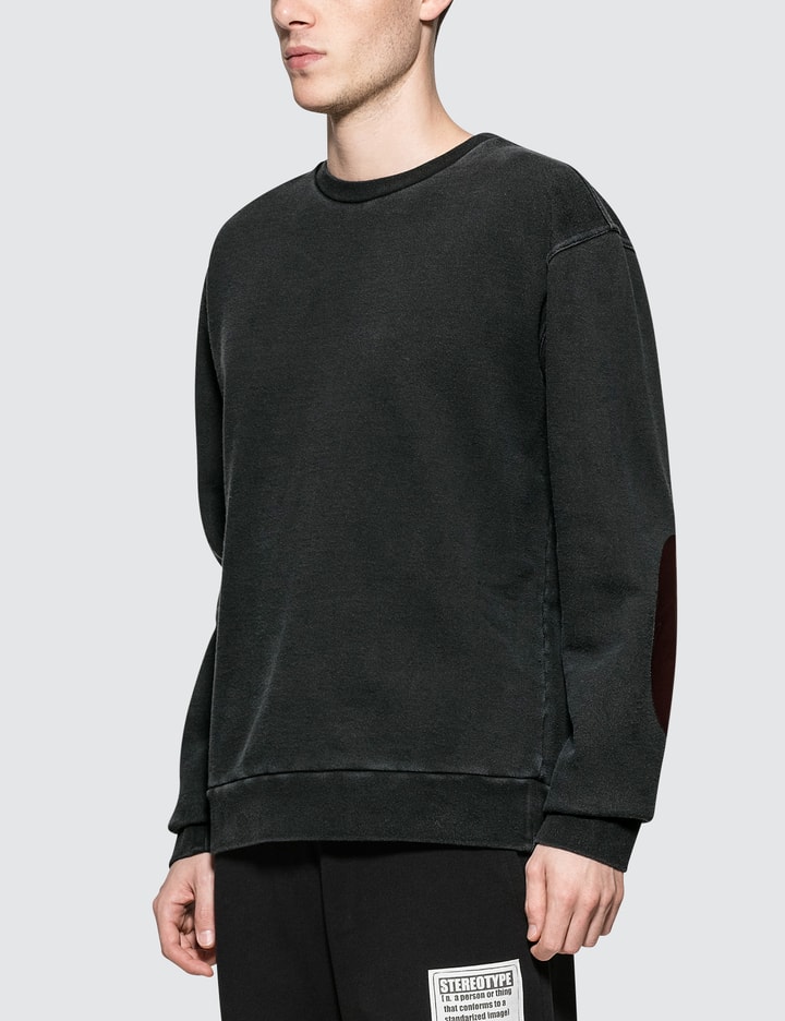 Black Open End Fleece Sweater With Arm Patch Placeholder Image