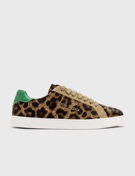 Palm Angels New Tennis Sneakers Leopard Brown Gree