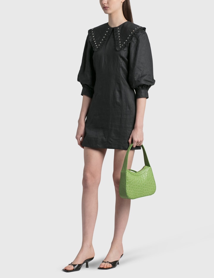 Kiki Pistachio Circular Croco Embossed Leather Shoulder Bag Placeholder Image