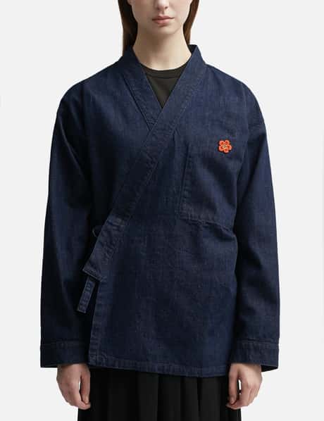 Kenzo 'Boke Flower' Crest Denim Kimono Jacket