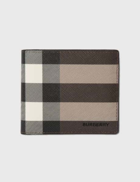 Burberry Exaggerated Check and Leather Bifold Wallet