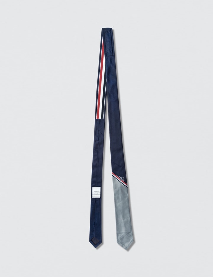 Silk Classic Necktie with Skier on Engineered RWB Stripe Placeholder Image