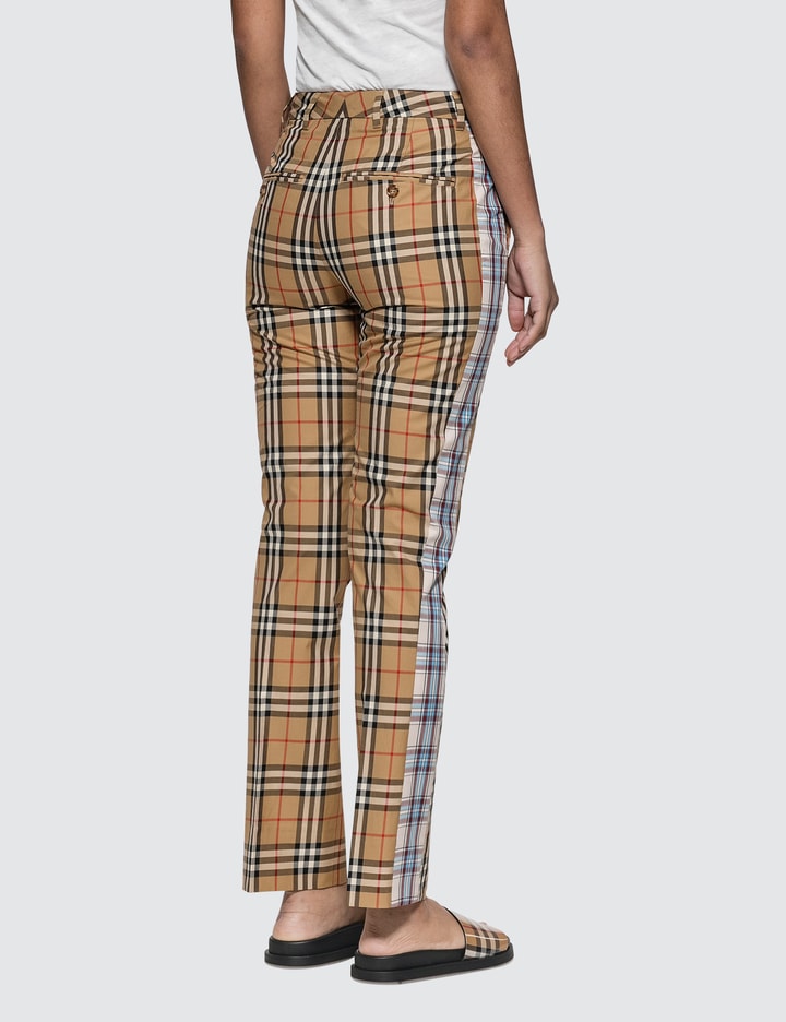 Straight Fit Contrast Check Cotton Trousers Placeholder Image