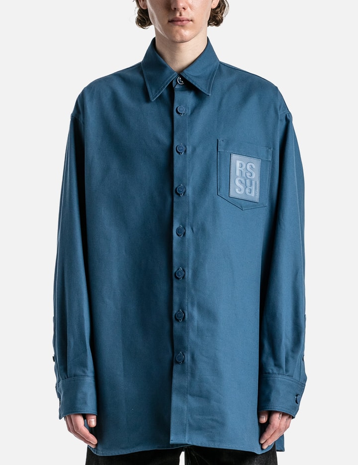 OVERSIZED DENIM SHIRT WITH R PIN IN BACK Placeholder Image