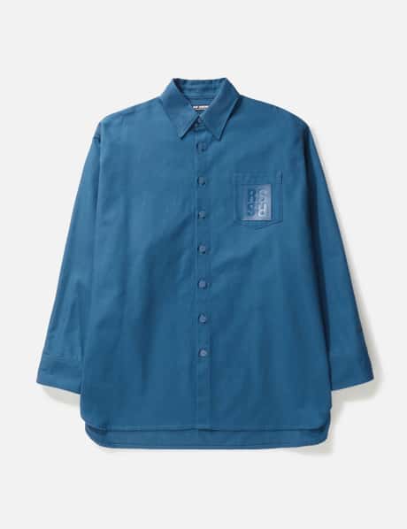 Raf Simons OVERSIZED DENIM SHIRT WITH R PIN IN BACK