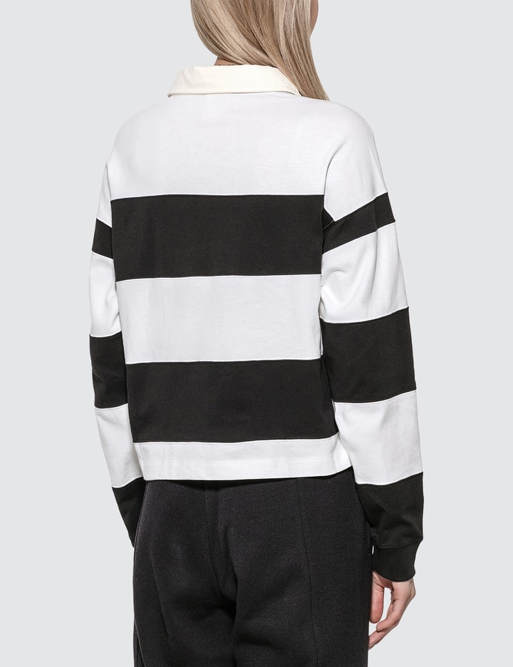 Small Script Striped Long Sleeve Polo Shirt Placeholder Image