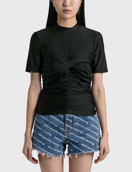 T By Alexander Wang Ruched Mock Neck Top