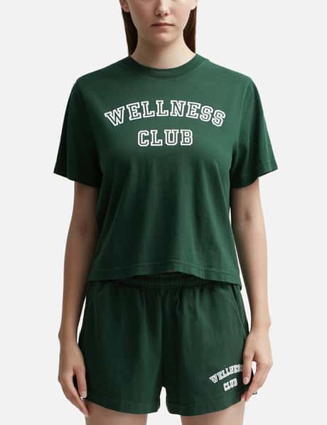 Sporty & Rich Wellness Club Flocked Cropped T-shirt