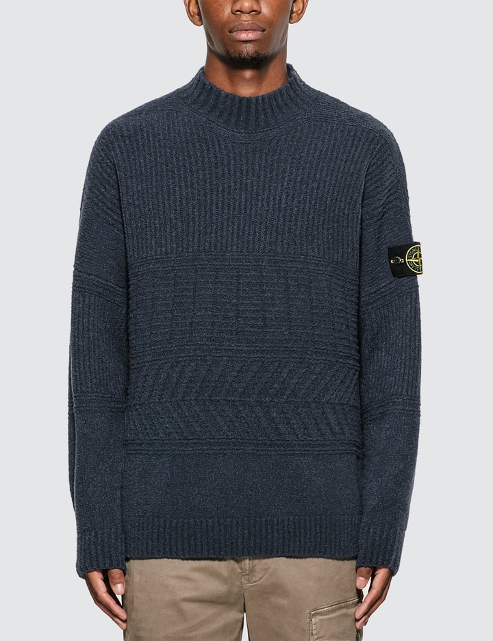 Rib Knit Sweater With Compass Logo Badge Placeholder Image