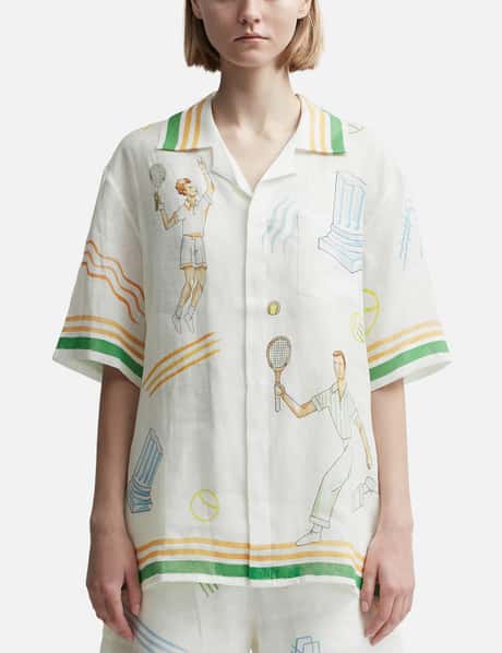 Casablanca Tennis Play Short Sleeve Linen Shirt