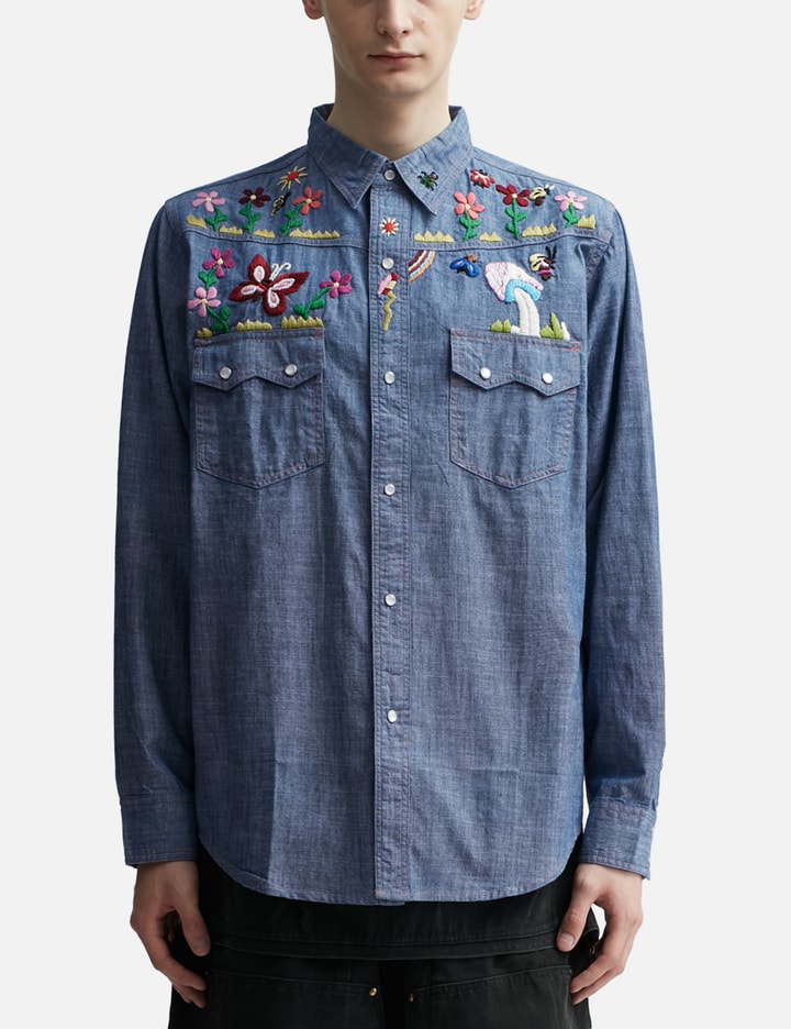 WESTERN SHIRT - COTTON CHAMBRAY / INDIA EMB. Placeholder Image