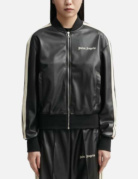 Palm Angels Leather Effect Bomber Track Jacket