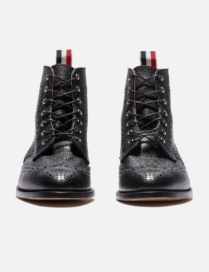 Wingtip Brogue Boot With Leather Sole In Black Pebble Grain Placeholder Image
