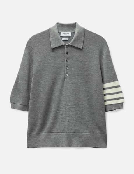 Thom Browne Fine Merino Waffle 4-Bar Short Sleeve Polo Shirt