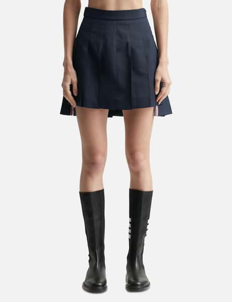 Thom Browne School Uniform Plain Weave Thigh Length Dropped Back Pleated Skirt