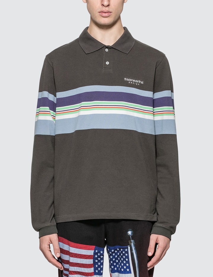L-logo Striped Jersey Polo Placeholder Image