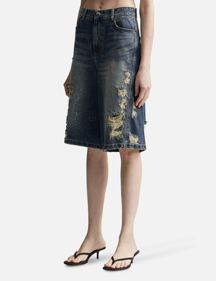 Crystal-embellished Ripped Denim Shorts Placeholder Image