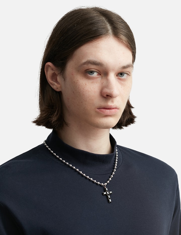 HBX exclusive - Ball Chain Necklace With Black Cross Crystal Placeholder Image