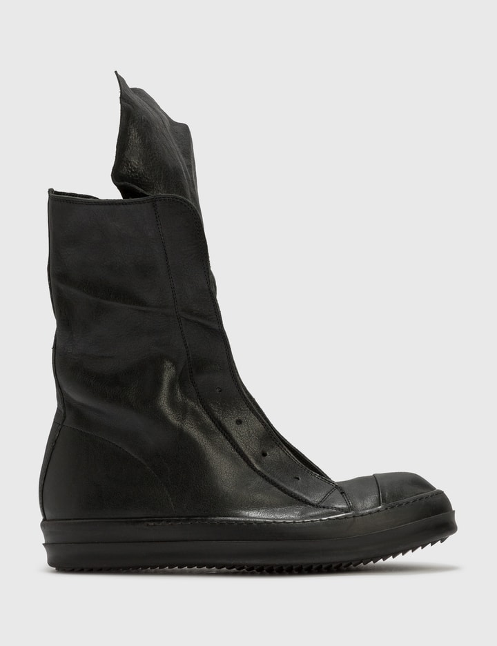 RICK OWENS ZIP UP LEATHER LONG BOOT (NO BOX) Placeholder Image