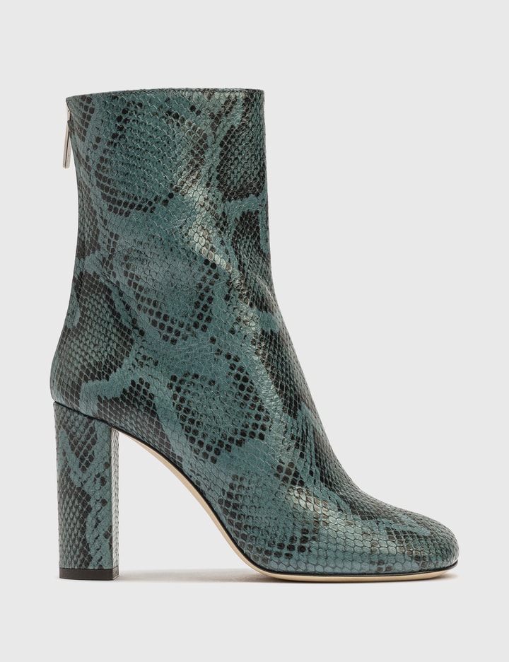 Python Printed Leather Block Heel Mid Calf Boot Placeholder Image