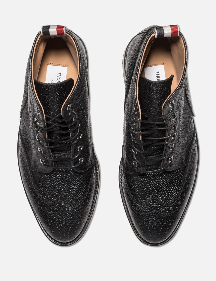 Wingtip Brogue Boot With Leather Sole In Black Pebble Grain Placeholder Image