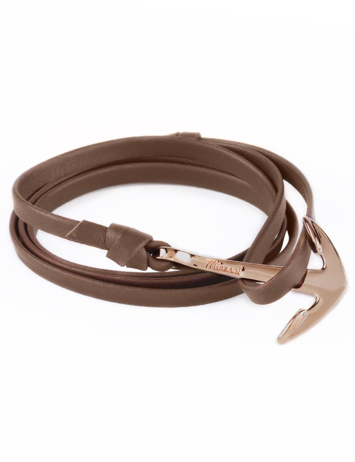 Brown Rose Plated Anchor On Leather Bracelet Placeholder Image