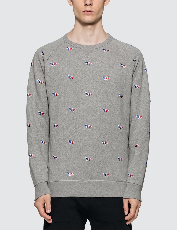 All-over Tricolor Fox Embroidery Sweatshirt Placeholder Image