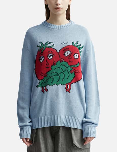 Sky High Farm Workwear Happy Tomatoes Intarsia Knit Sweater