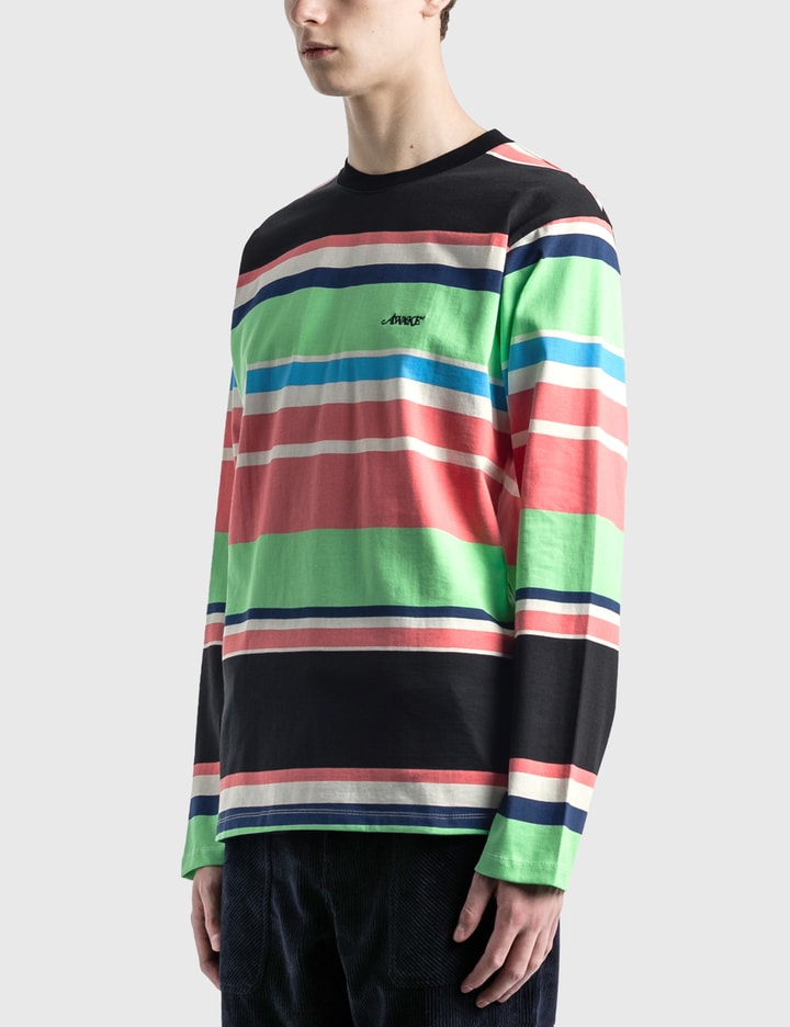 Embroidered Logo Striped Long Sleeve T-Shirt Placeholder Image