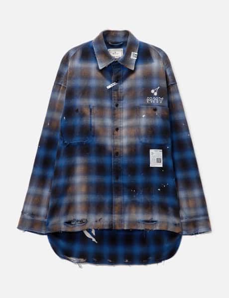 Maison Mihara Yasuhiro Distressed Check Shirt