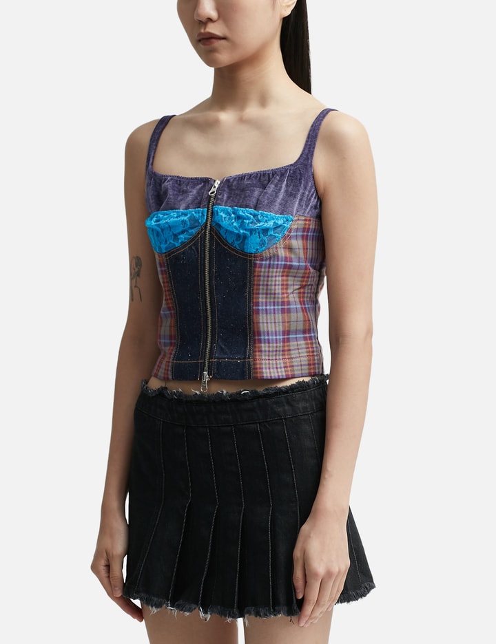 KIRA LACE CHECK ZIP-UP TOP Placeholder Image
