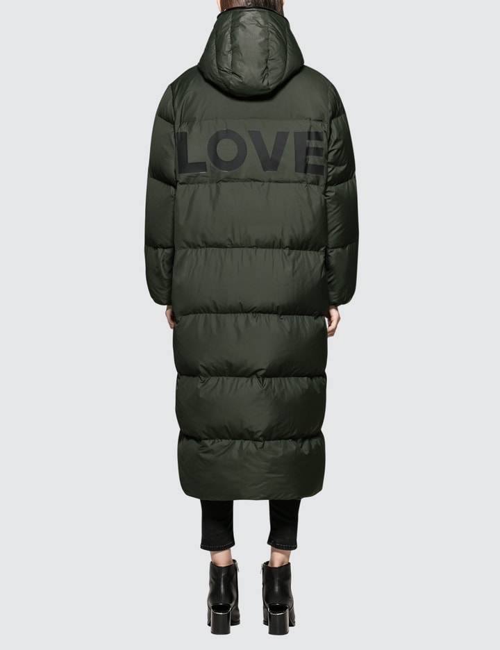 Duvetica X Katharine Hamnett Full Length Oversized Puffa Coat With Love Slogan Placeholder Image
