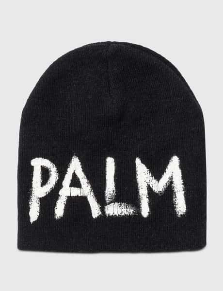 Palm Angels PALM ANGELS BLACK BEANIE WITH PAINTED BRAND