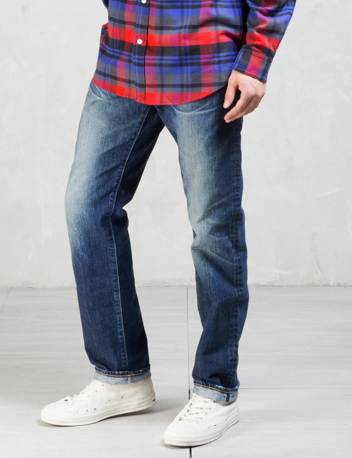 Indigo Authentic Old Wash 13.5oz 5 pockets Authentic Standard fit Selvedge Denim Jeans Placeholder Image