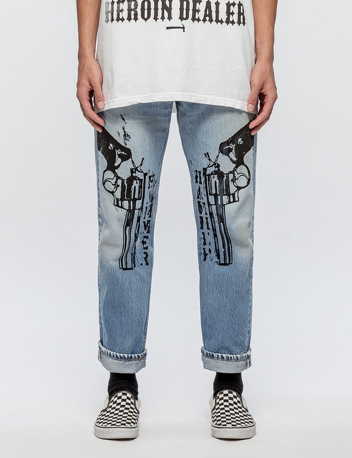 Distressed Levis 501 Jeans with Black Guns Placeholder Image