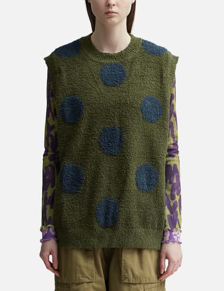 Brain Dead Teddy Fur Dot Knit Sweater Vest