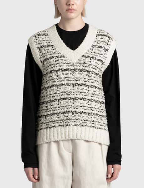 We11done White Tweed Knit Vest
