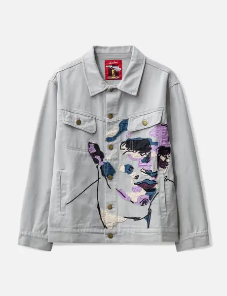 KidSuper Face Embroidered Denim Jacket